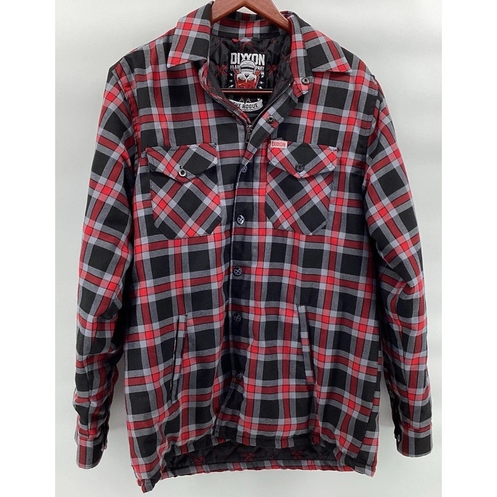 Dixxon Flannel Mens Long Sleeve Quilted Zip Jacket Red/Black The Rogue Size L